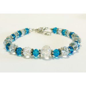 Turquoise Blue & Clear Bead Bracelet